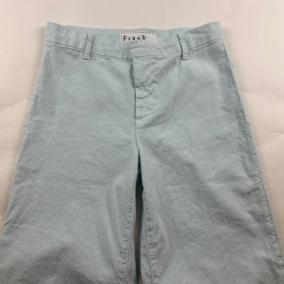 Frank & Eileen Light Blue Textured Cotton Wide Leg Summer Trouser 4 - Picture 2 of 6